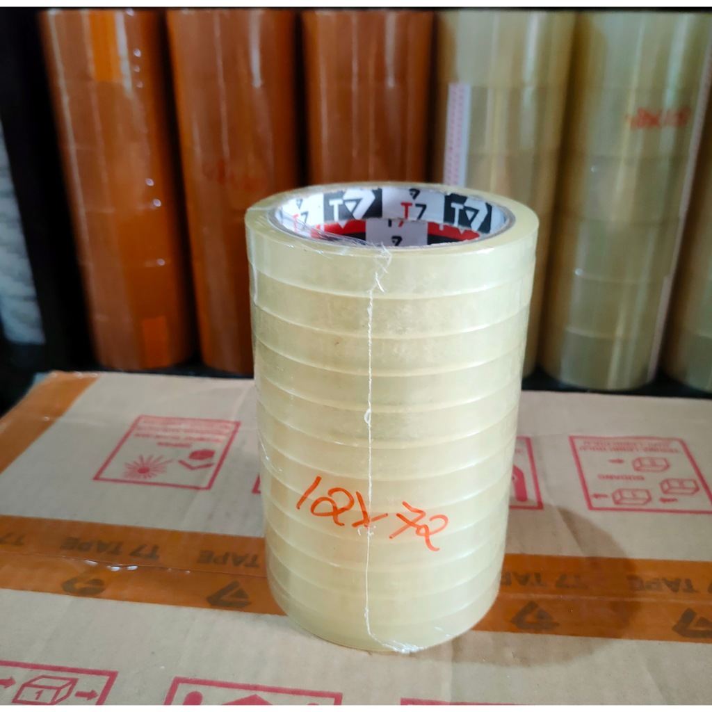 

Selotip Lakban Bening 1/2 Inch 1 Pack Isi 12 Roll 12mmx72Yard Isolasi Selasiban Transparan Kualitas