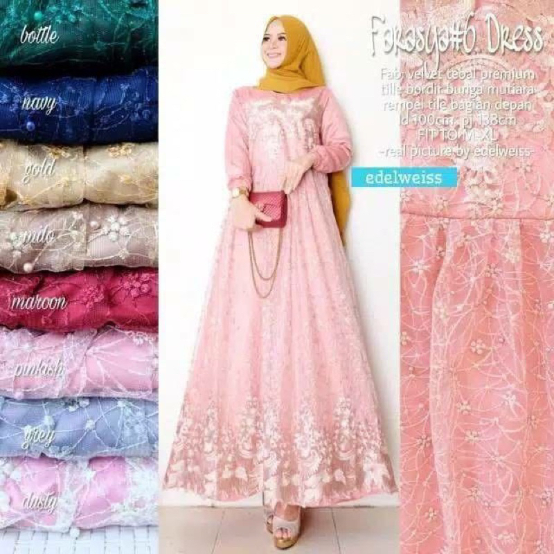 Farasya Dress Brokat / Gamis Brokat Kondangan / Gamis Jumbo