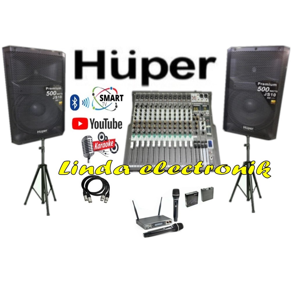 PAKET SOUND SYSTEM HUPER JS10 15 INCH MIXER 12 CHANNEL ORIGINAL