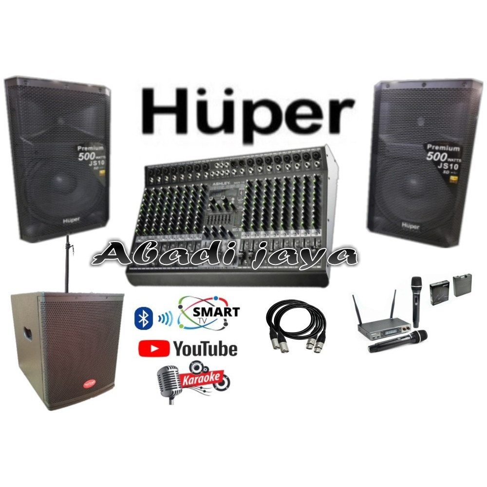 PAKET SOUND SYSTEM HUPER JS10 15 INCH MIXER 16 CHANNEL SUBWOOFER 15''
