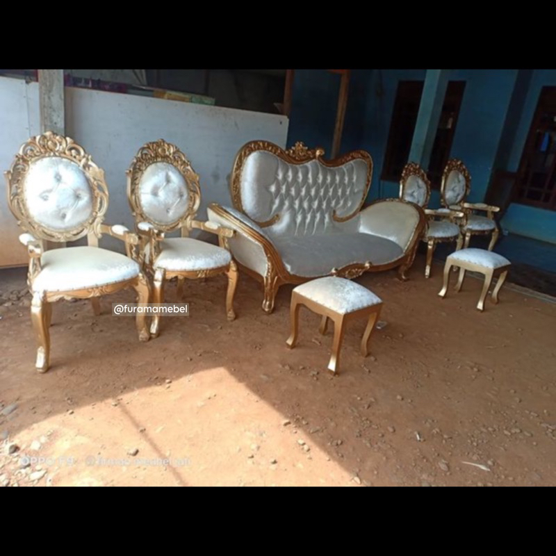 Kursi Sofa Pelaminan Jaguar Kursi Rosalinda Plus Stool / Kursi Pelaminan Pengantin / Kursi Pelaminan