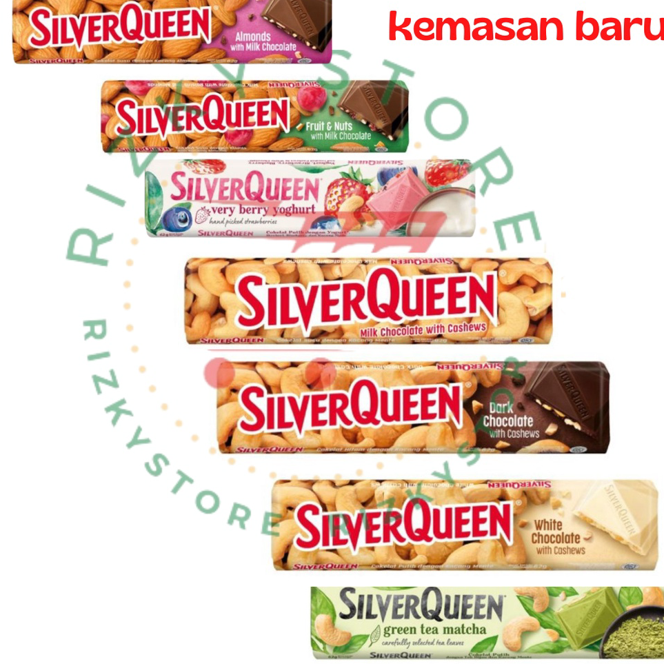 

TERMURAH SILVERQUEEN 58 GRAM, COKLAT GREEN TEA , ALMOND , MEDE, SILVER QUEEN