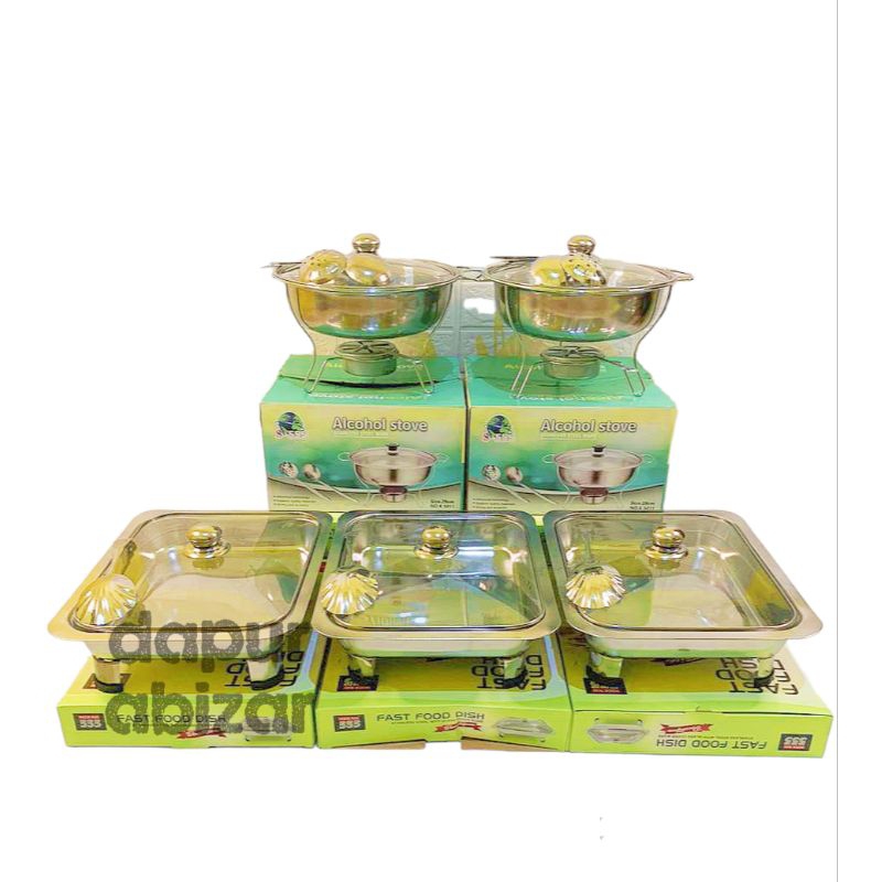 prasmanan set stainless tutup full kaca 3/2