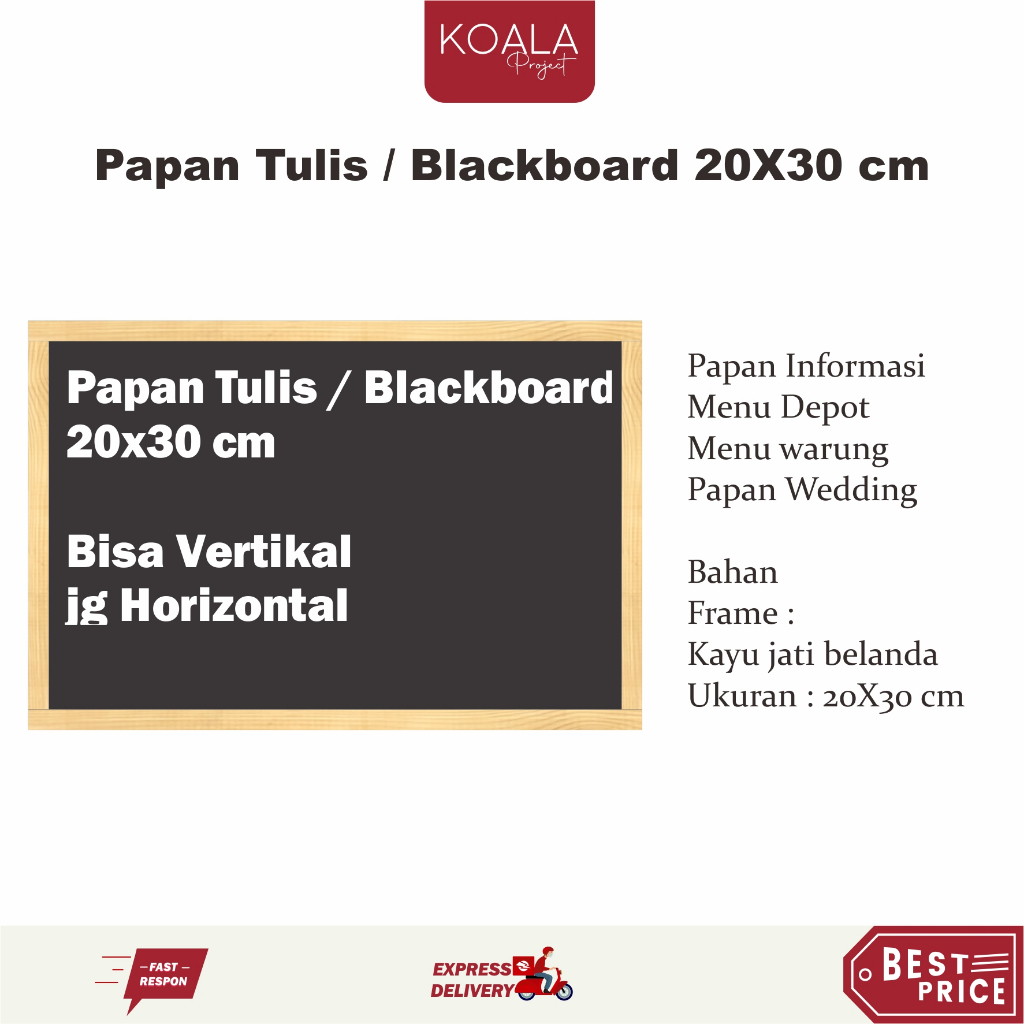 

PAPAN TULIS KAPUR HITAM BLACKBOARD CHALKBOARD 20X30 CM KOALA PROJECT