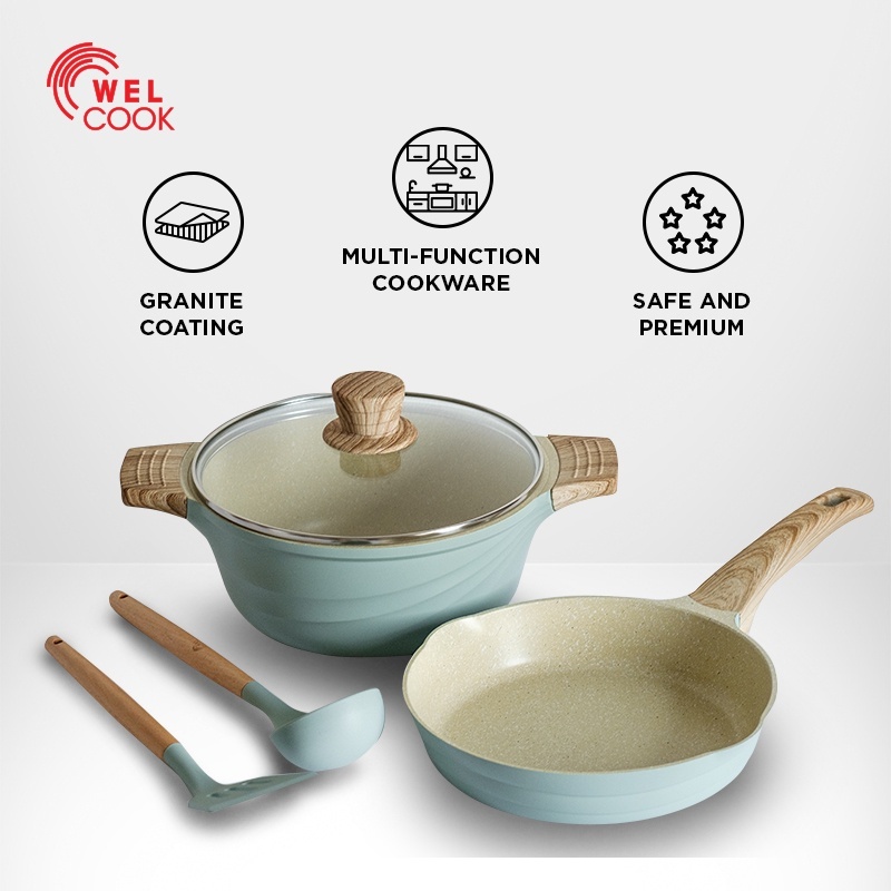 Aneka Panci 5 Pcs Midori Series Panci Antilengket - Hijau