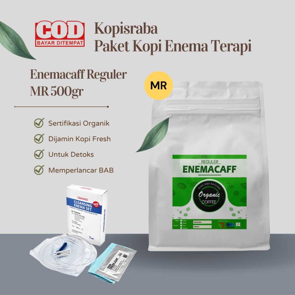 

KOPI ORGANIK MURAH - Paket Enema Kopi Enema Terapi Enemacaff Reguler MR 500gr - Kopisraba