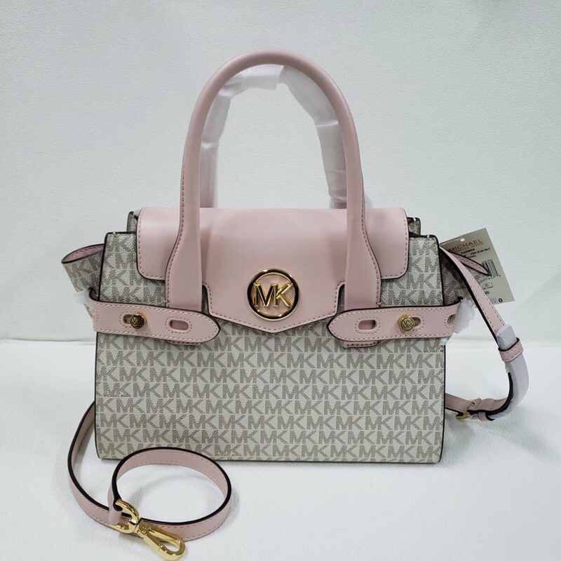 MK carmen medium flap satchel 25-28 x19x13cm powder blush multi