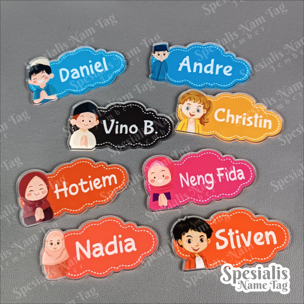 UV PRINT PIN AKRILIK BROS AKRILIK NAME TAG AKRILIK NAME TAG AKRILIK KARAKTER  CUSTOM NAMA - Desain K