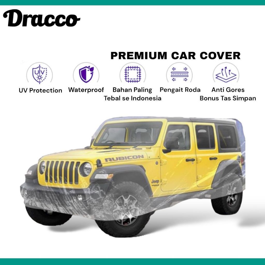 DRACCO COVER MOBIL RUBICON SARUNG MOBIL JEEP TRANSPARAN TEBAL TAS SIMPAN AKSESORIS JEEP