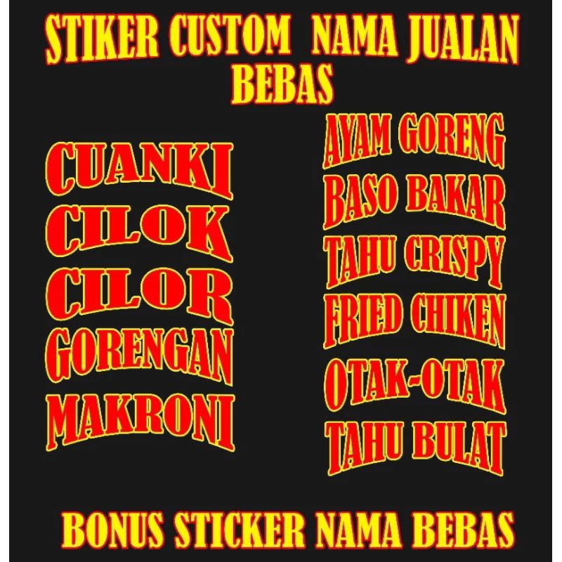

STIKER CUTTING UNTUK GEROBAK/KACA JUALAN BONUS NAMA