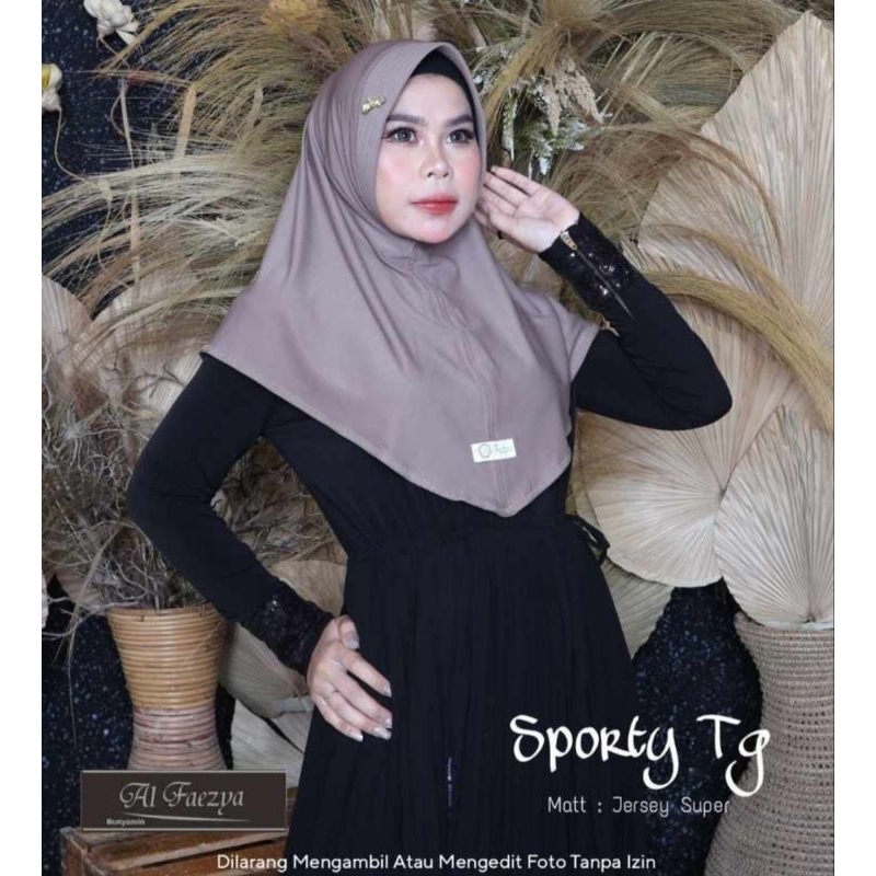 382 HIJAB AL FAEZYA Bergo Daily Hamidah// Sporty tanggung Bahan Jersey