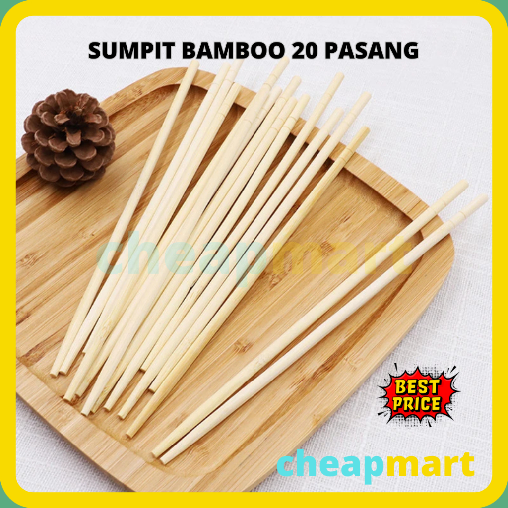 20-Pasang Sumpit Bambu Sumpit Kayu Sekali Pakai Serbaguna Gudang Grosir Sumpit