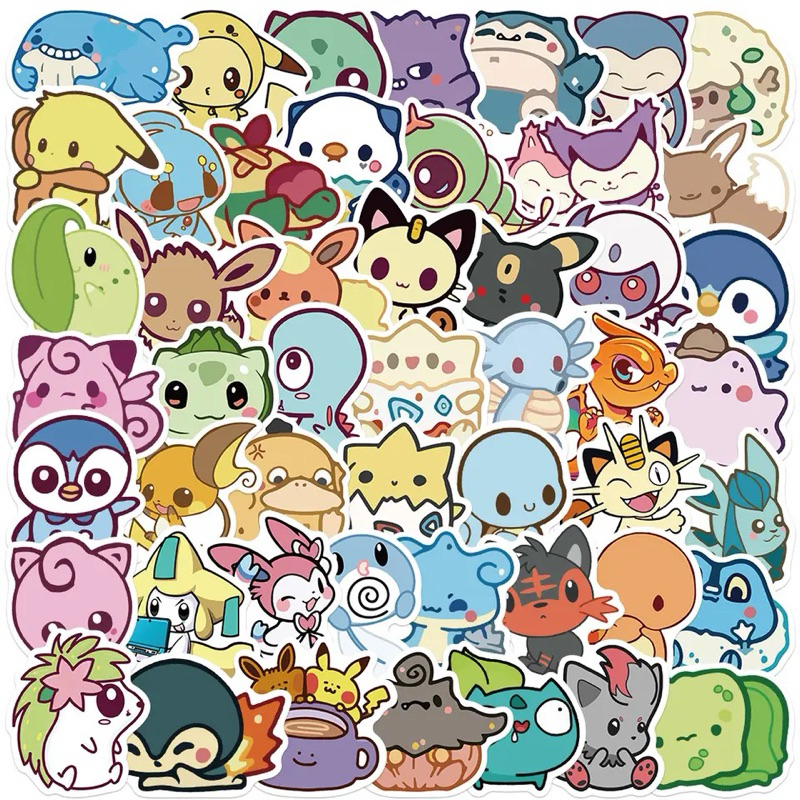 

Ready 50pcs Sticker Pokemon Pikachu | Stiker Pikachu Tahan Air