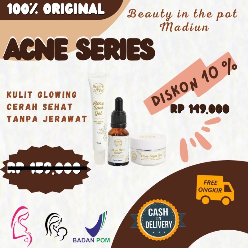 SKINCARE WAJAH BPOM ACNE SERIES BEAUTY IN THE POT OBAT JERAWAT ACNE SPOT ACNE SERUM KRIM MALAM ACNE