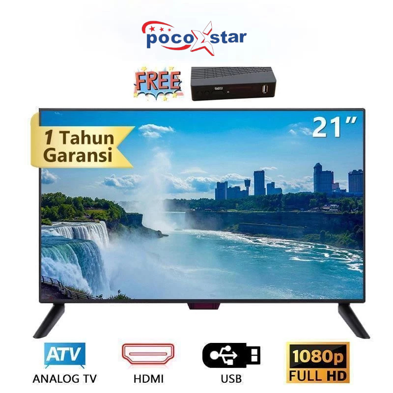 POCOSTAR TV LED 21 Inch Smart TV With STB FHD DVB-T2 USB HDMI Televisi Murah