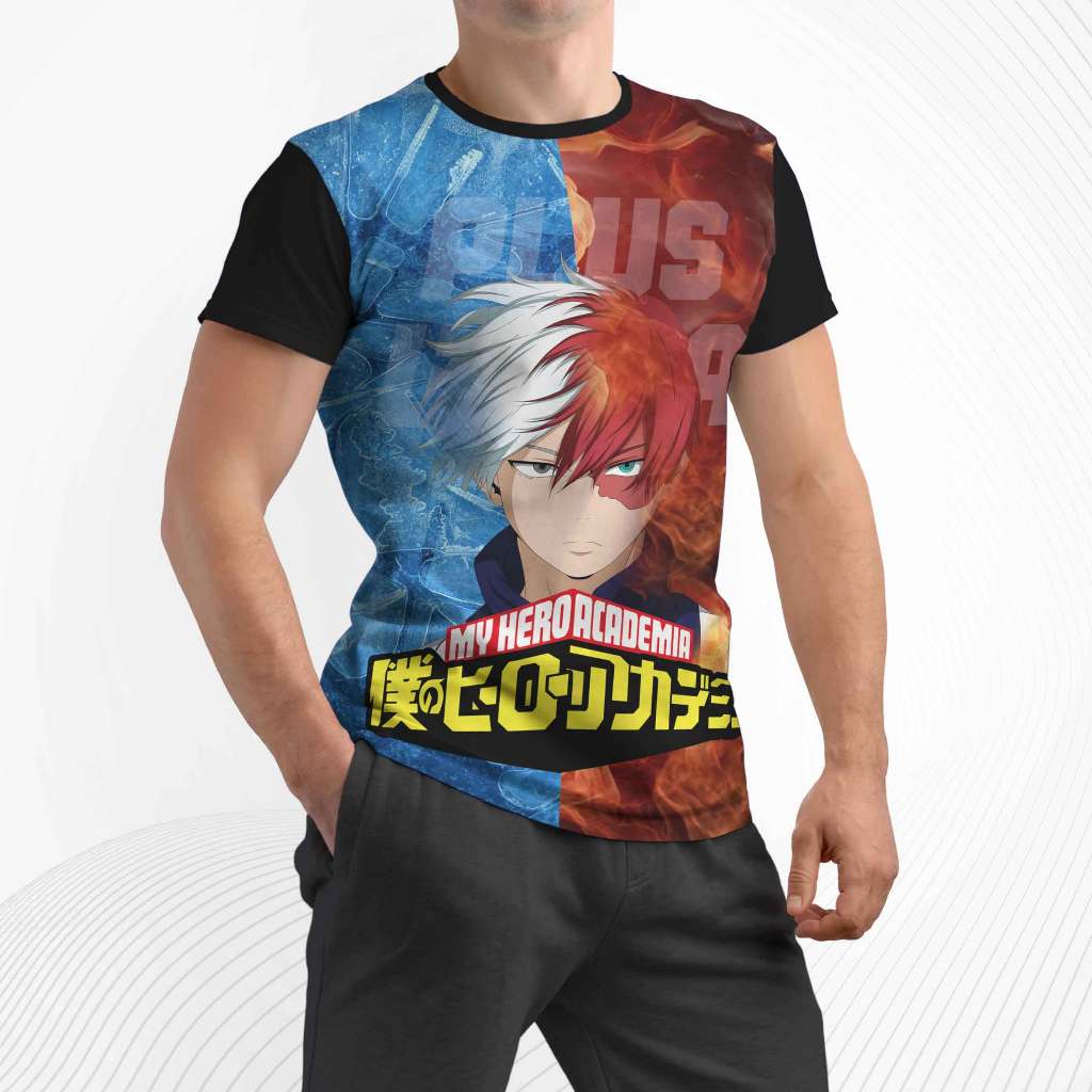 KAOS FULL PRINT TODOROKI SHOTO DISTRO MOTIF TODOROKI SHOTO FULLPRINTING PRIA WANITA ANAK BISA CUSTOM