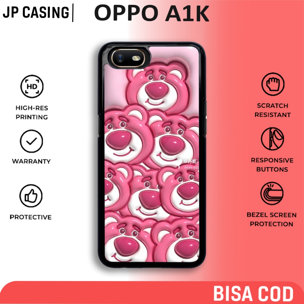 case oppo a1k terbaru motif aesthetic cute bear 08 style desain keren lucu casing cowok cewek hp mew