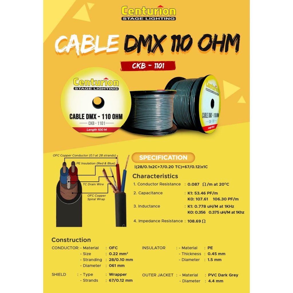 Kabel DMX CENTURION CKB1101 110 ohms untuk Lighting