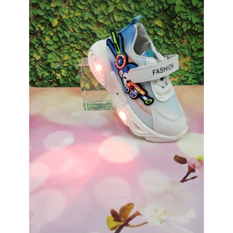 Sepatu Anak Lampu Collin LP009 k biru putih