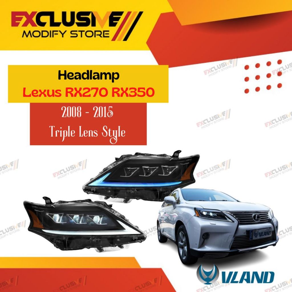 LEXUS RX270 RX350 2008-2015 HEADLAMP UPGRADE RX300 TRIPLE STYLE VLAND