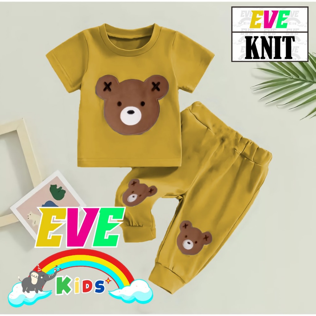 Set Rajut Anak Topi Beruang Gaya Korea Setelan Balita Unisex