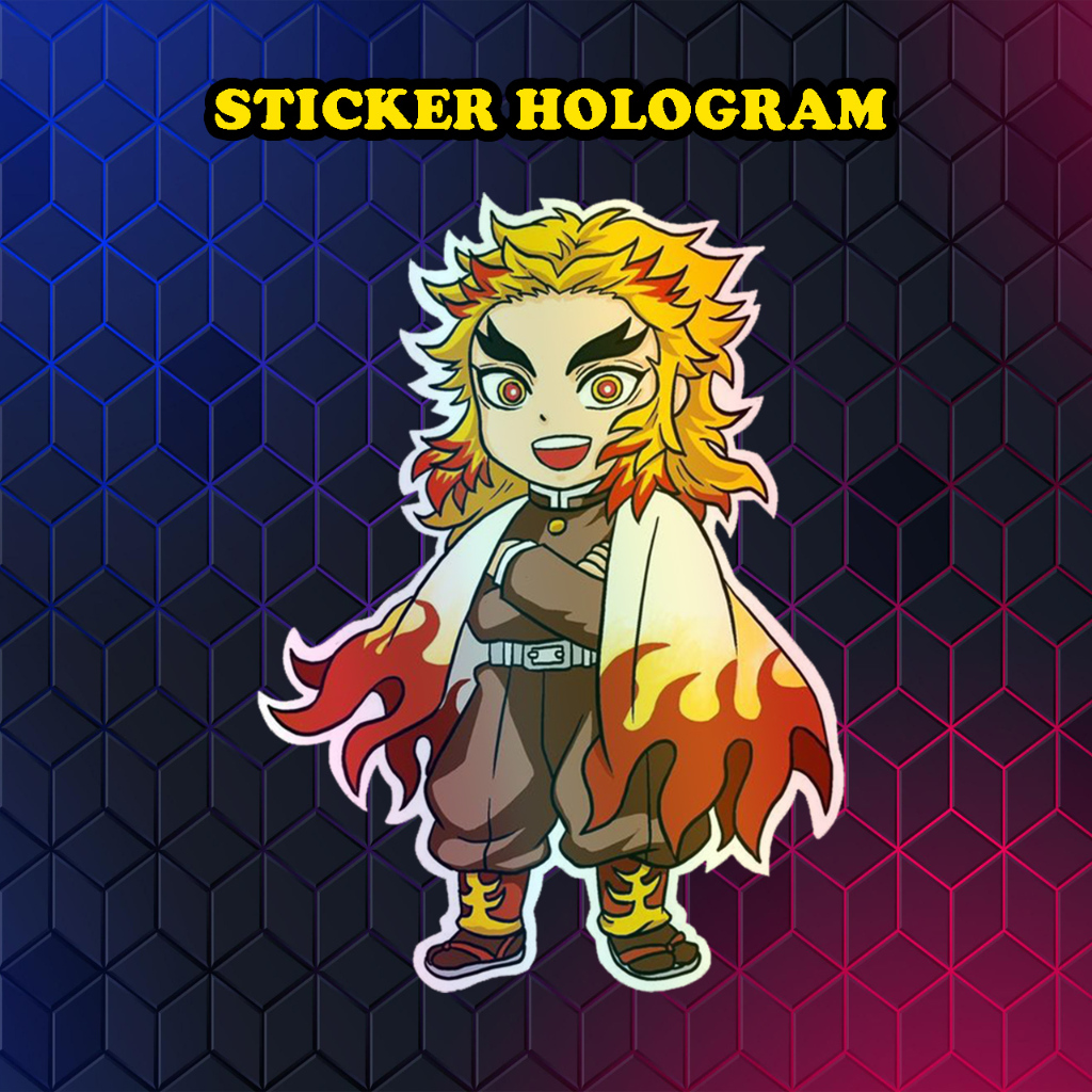 

Stiker Hologram Anime Kyojuro Rengoku Demon slayer ukuran 7 cm