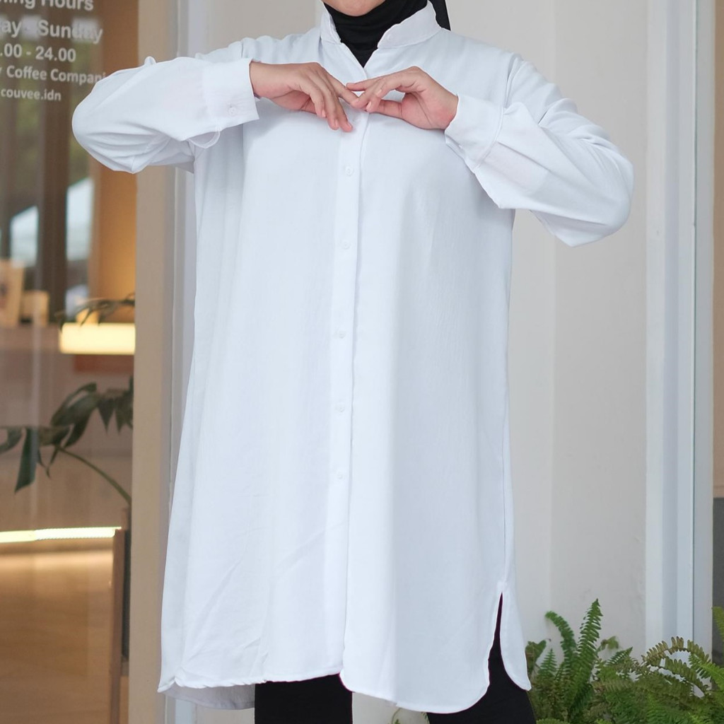 Areta Tunik Putih Jumbo Premium Exclusice XXL - XXXL Long Tunic Rayon Crinkle LD 125 Polos