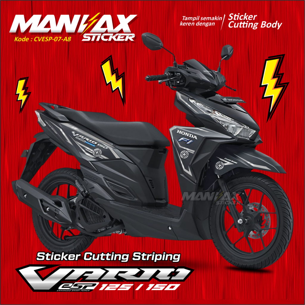 STIKER HONDA VARIO 125/150 LED SILVER - CUTTING STICKER VARIO ESP 150 2015 - STICKER VARIO 150 125 -