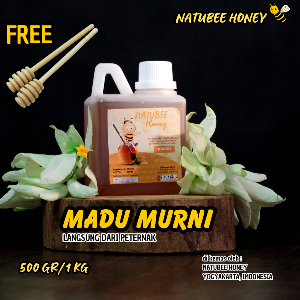 

Natubee Honey Madu murni murah - Madu Randu Rambutan Multiflora Akasia 1 kg gratis sendok madu