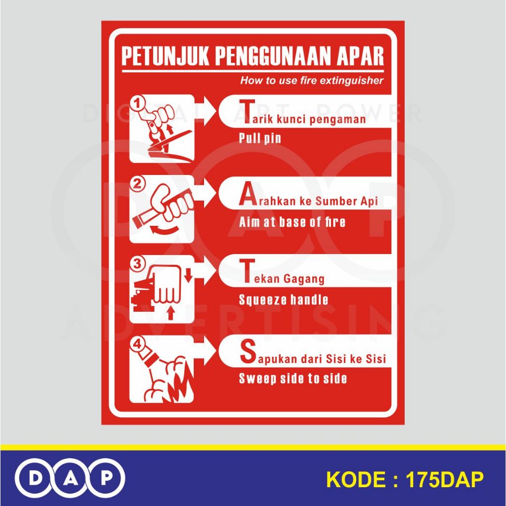 

175 - STIKER PETUNJUK PENGGUNAAN APAR - 15 x 20 CM - VYNIL - TERBAIK