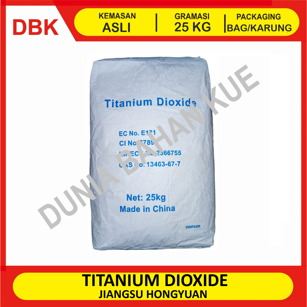 

TITANIUM DIOXIDE JIANGSU HONGYUAN - 1 BAG 25 KG / PEMUTIH MAKANAN FOOD GRADE