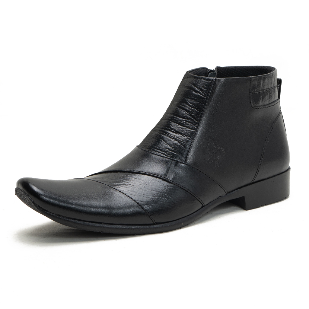 Recommended Sepatu Boot Formal Pria Kulit Asli Warna Hitam 0322Ht Kulit Asli Zipper