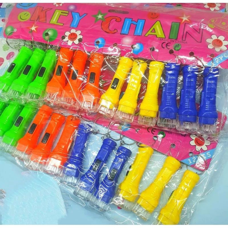 Gantungan Kunci Senter Mini LED Warna Warni Senter Mini