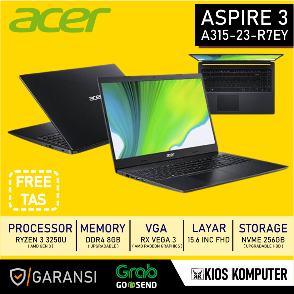 ACER ASPIRE 3 A315-23-R7EY RYZEN 3 3250U 8GB/256GB RX VEGA 3 15.6" FHD