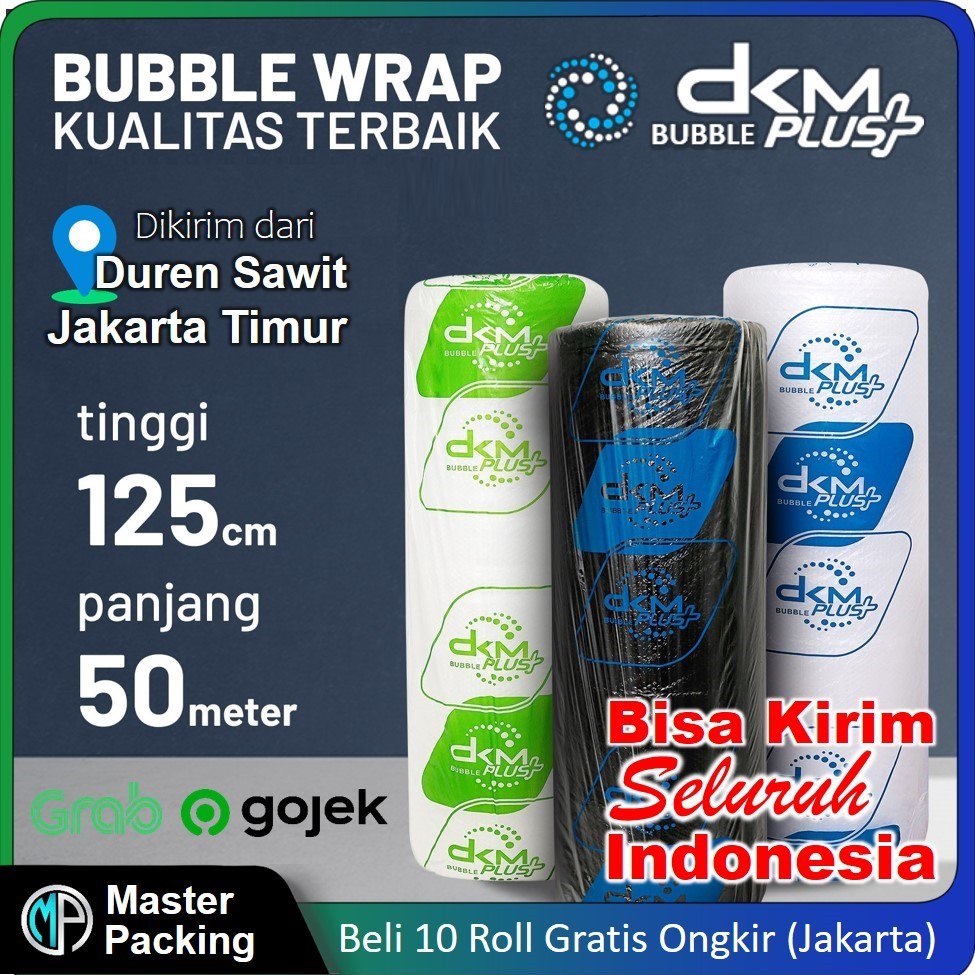 

IK6 Plastik Pembungkus Paket Barang Bubble Wrap 125cm X 50meter Berat 3Kg Warna Hitam & Bening