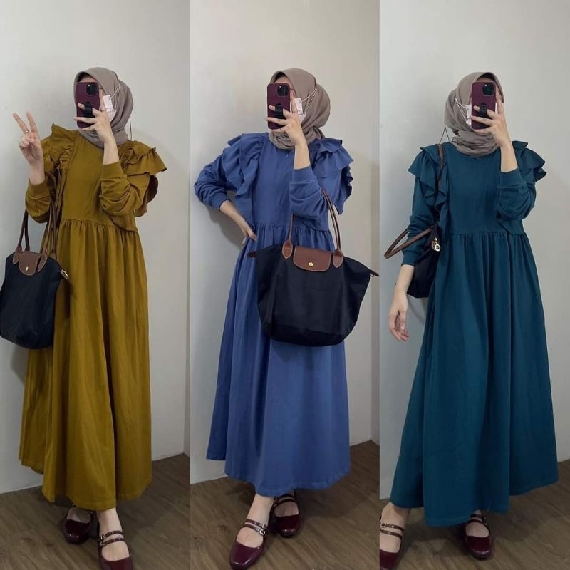 Meldi Vintage Dress • Dress Crinkle Wanita Muslimah Terbaru