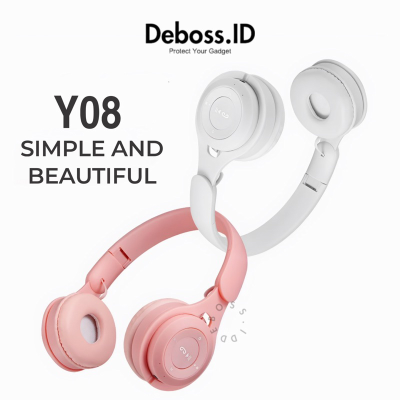 Deboss-Y08 HEADPHONE BLUETOOTH HEADSET WIRELESS MACARON Y08 STEREO HEADPHONE