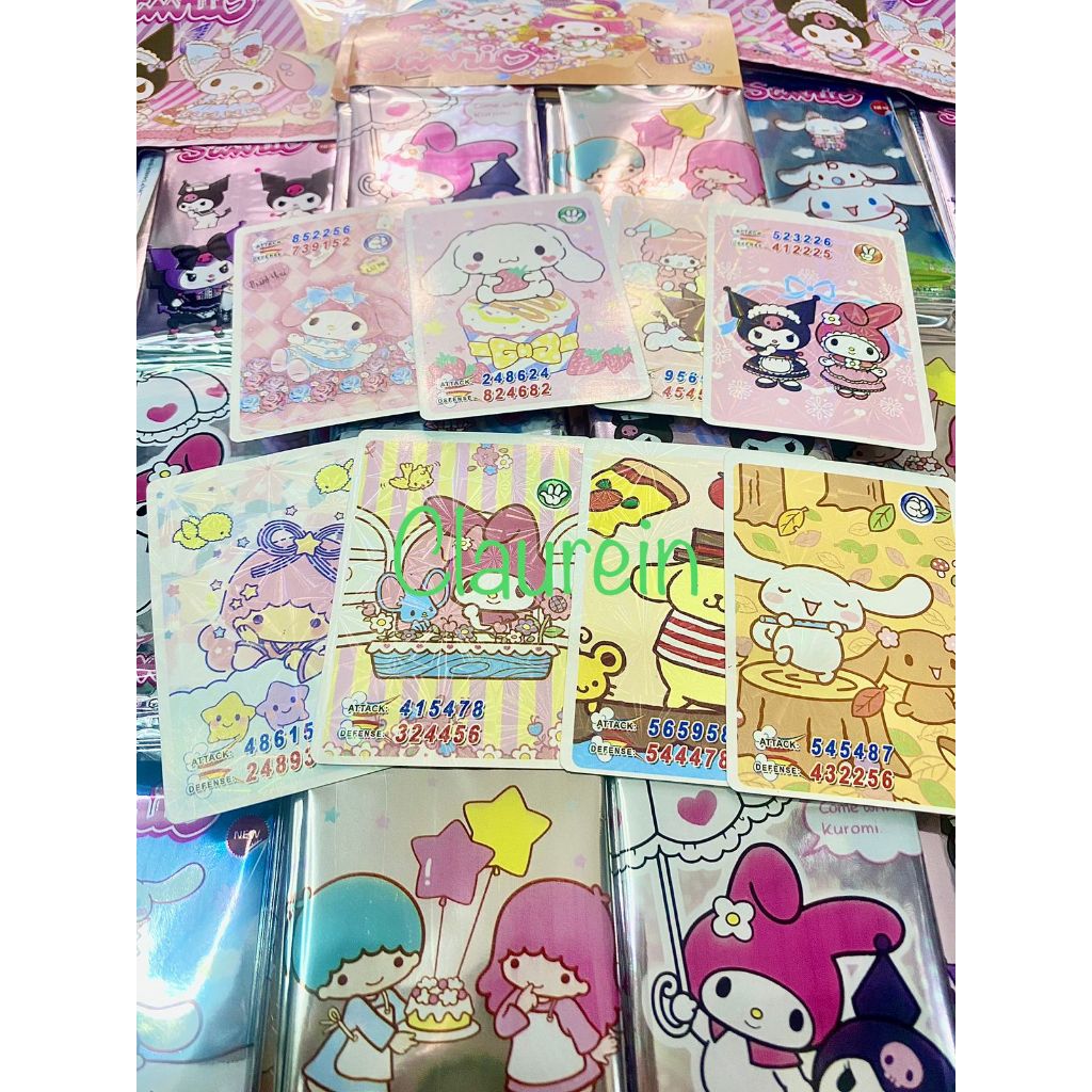 Mainan Kartu Sanrio Hologram Gunting Batu Kertas Isi 8pcs Cinnamoroll Kuromi MyMelodi Hello Kitty Pu
