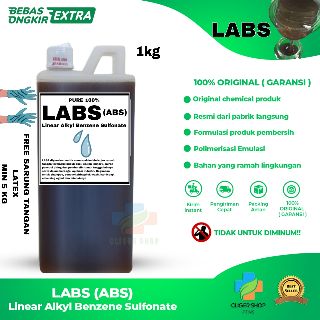 LABS 1KG ORIGINAL 100% MURNI / LAS Linear AlkylBenzene Sulfonate 100% / LABSA