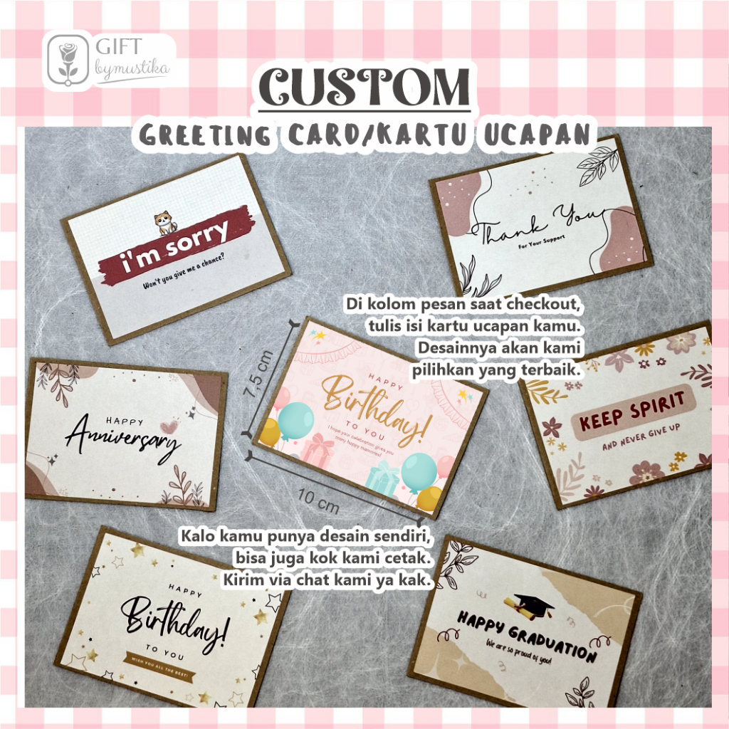 

Greeting Card | CUSTOM Kartu Ucapan Greeting Card Hampers Gift Box Bunga