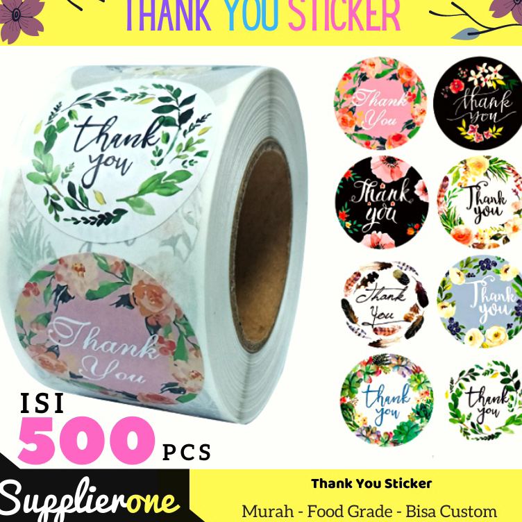 

➼➳✿✯ Thank You Sticker isi 500 pcs / Sticker Terima Kasih / Sticker Makanan