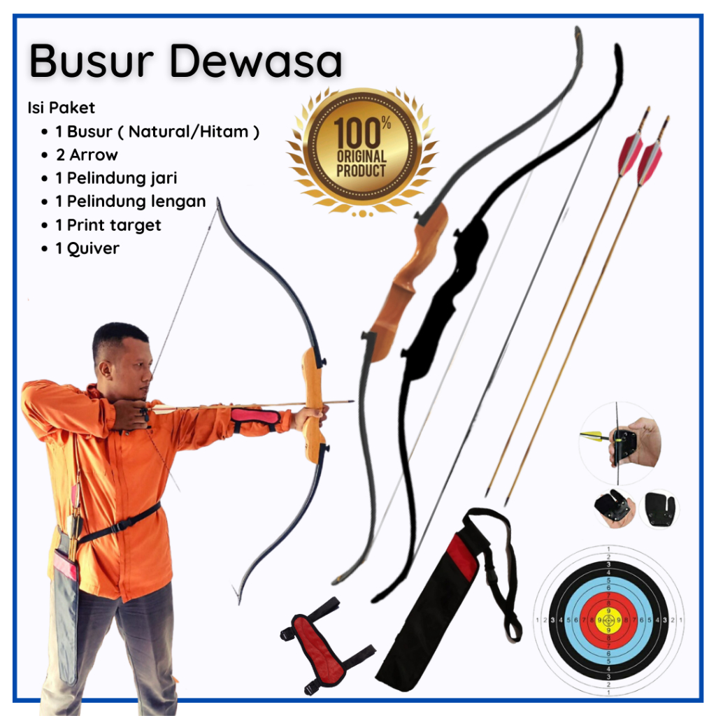 [PROMO] Paket Lengkap Busur Panah Dewasa | Full set | Pemula | olahraga panahan | Standar Bow | Recu