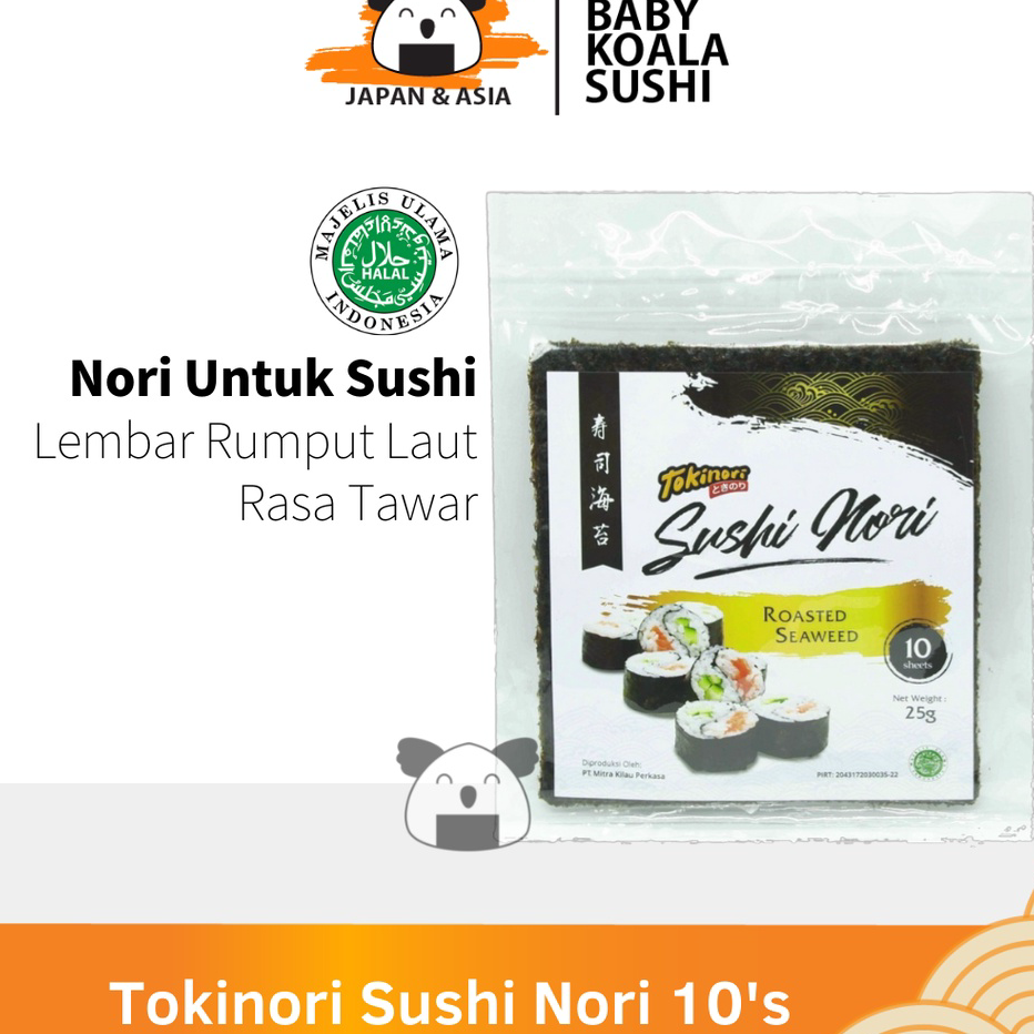 

NBQK7336 XC26619 TOKINORI Sushi Nori 10 S Halal │ Yakinori Lokal for Sushi Kimbab/ Gimbab │ Lembar Rumput Laut