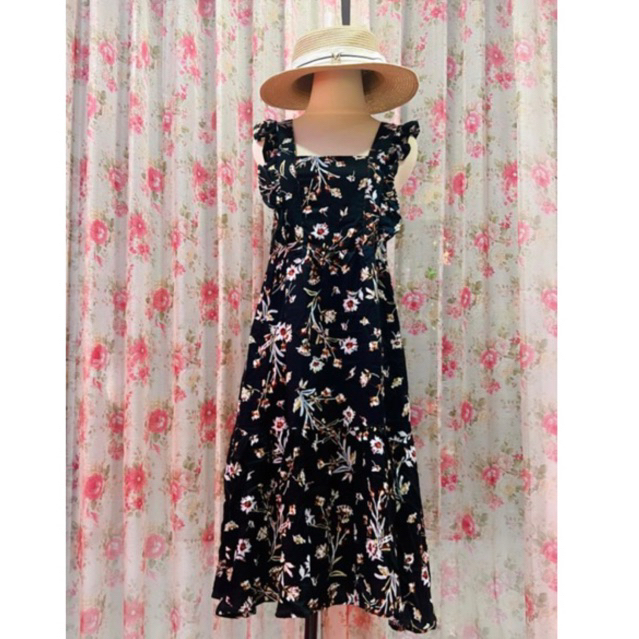 Midi Dress Motif Bunga Dress Rayon Bunga Kekinian