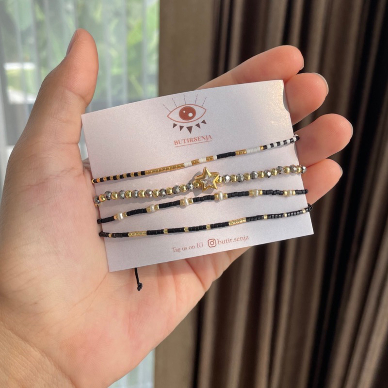 Gelang Serut Black and Gold