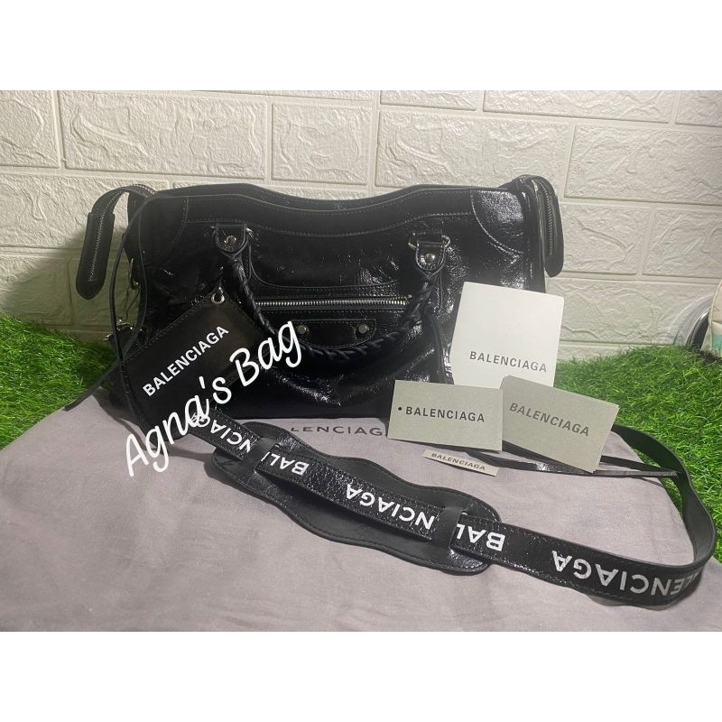 Tas Balenciaga City Black Leather
