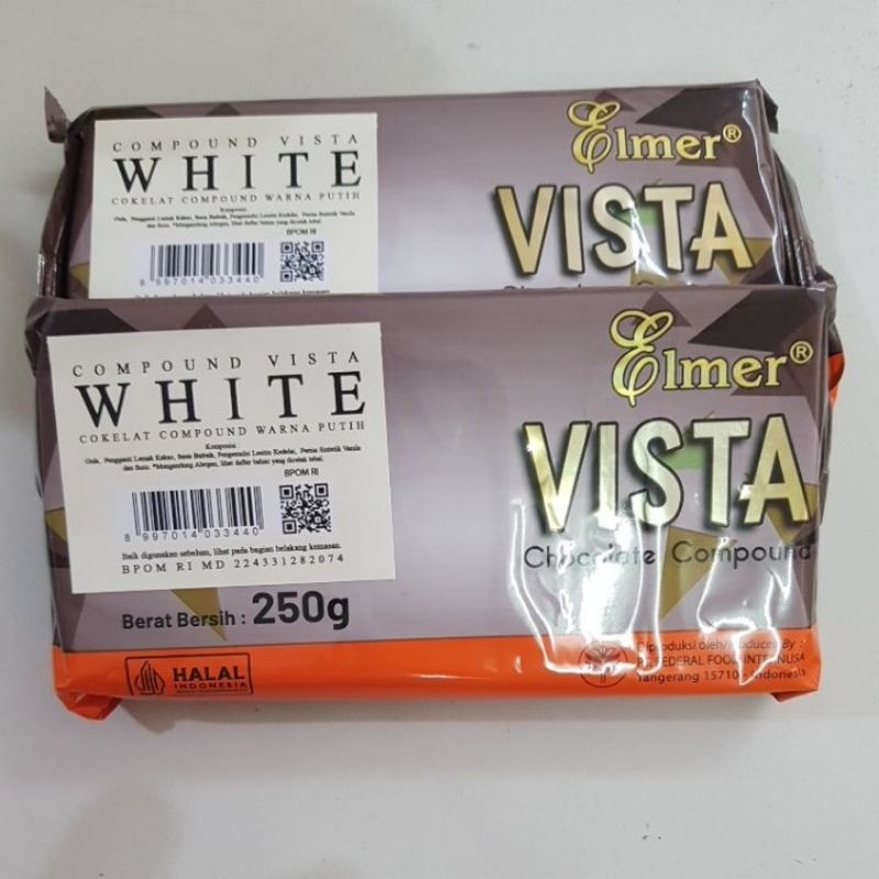 

Coklat Compound Vista White / Coklat Batang Putih Elmer 250gr