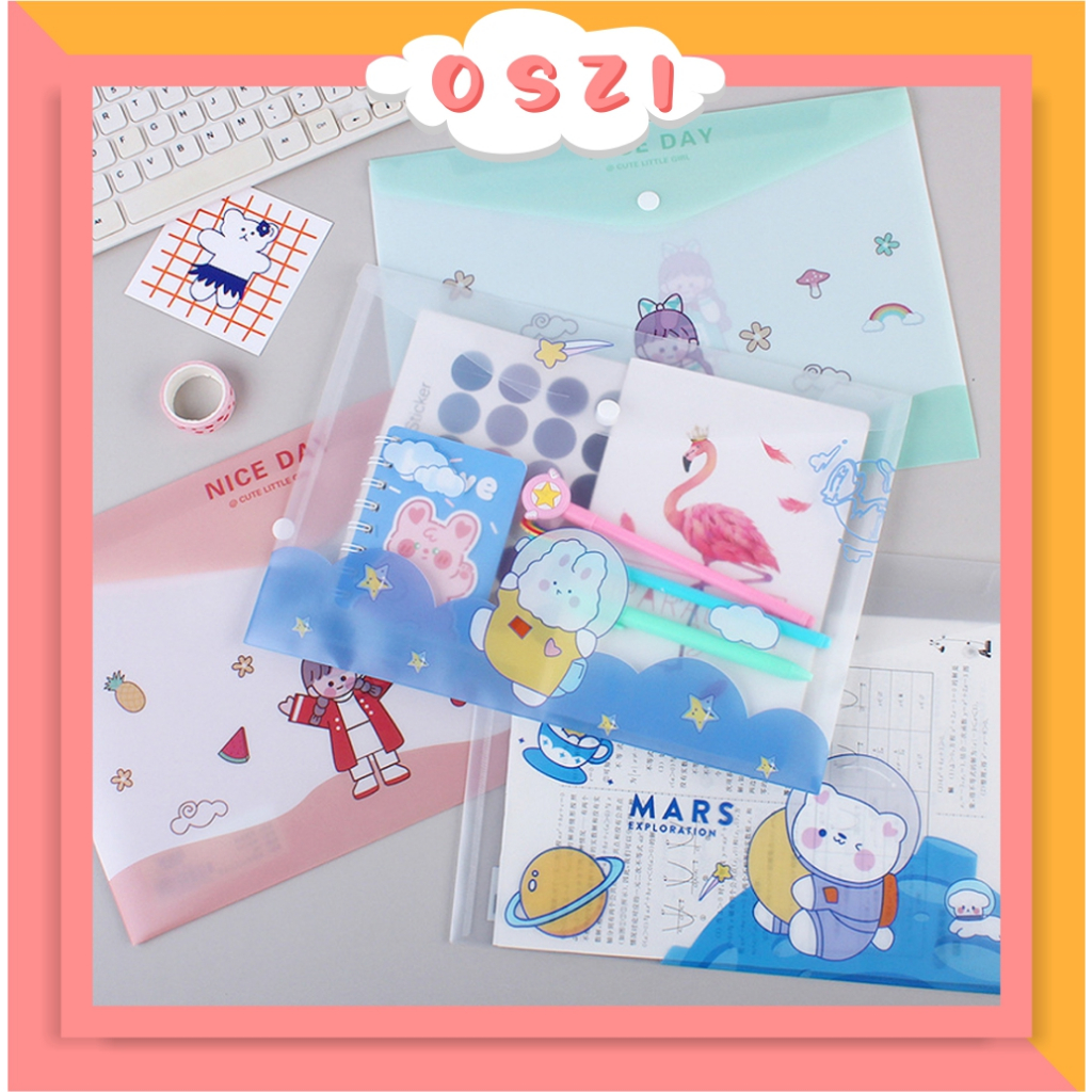

❄ OSZI ❄ MAP PLASTIK A4 KARAKTER KARTUN LUCU MAP FILE KANCING S108