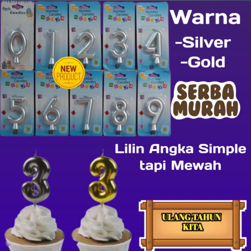 (lilin custom)Lilin ulang tahun, lilin angka , lilin gold silver 0-9