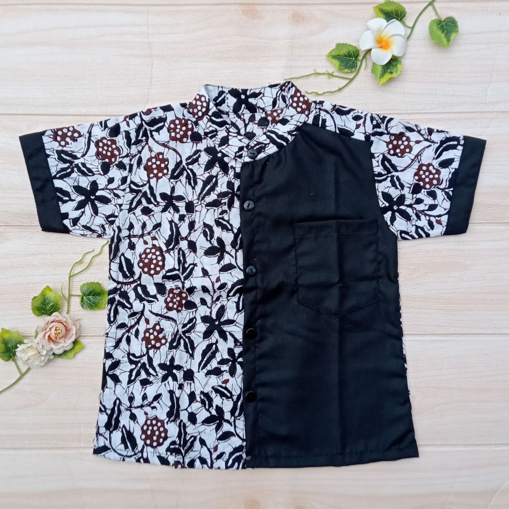 Kemeja Batik Bayi / Kemeja Anak Laki-laki / Kemeja Anak warna Hitam
